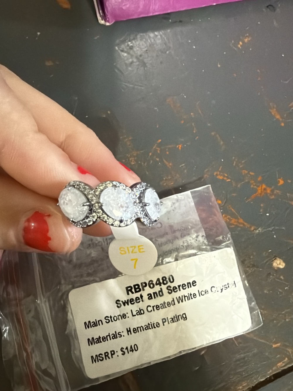 Bomb Party RBP6480 Sweet and Serene White Crystal Halo Ring - Size 7